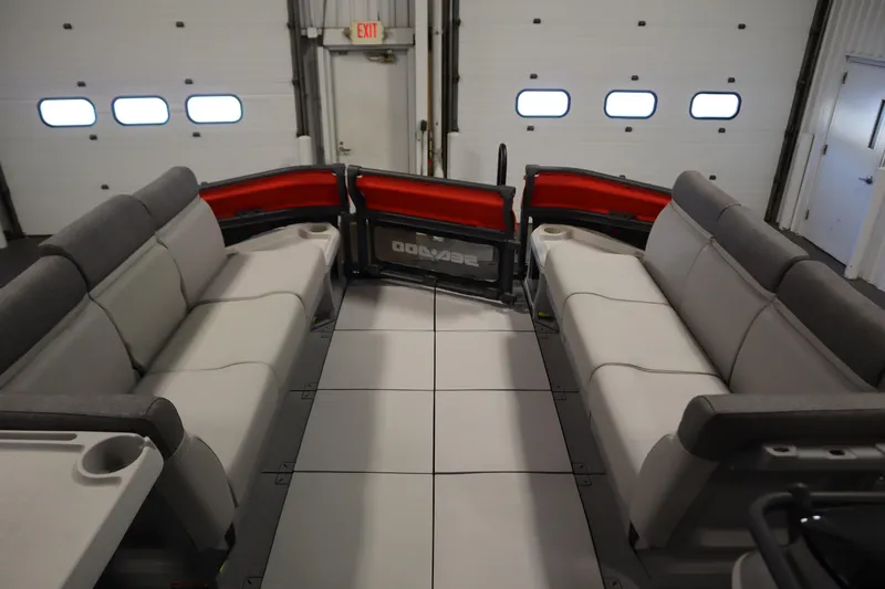 Slide: The Image of 2024 Sea-Doo Switch Cruise 21 interior with spacious seating and modern design. - 10