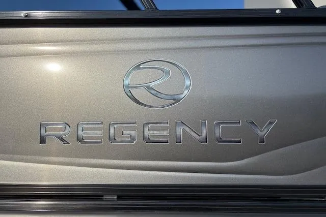 Slide: The Image of 2025 Regency 250 DL3 logo on metallic surface, showcasing sleek design. - 24