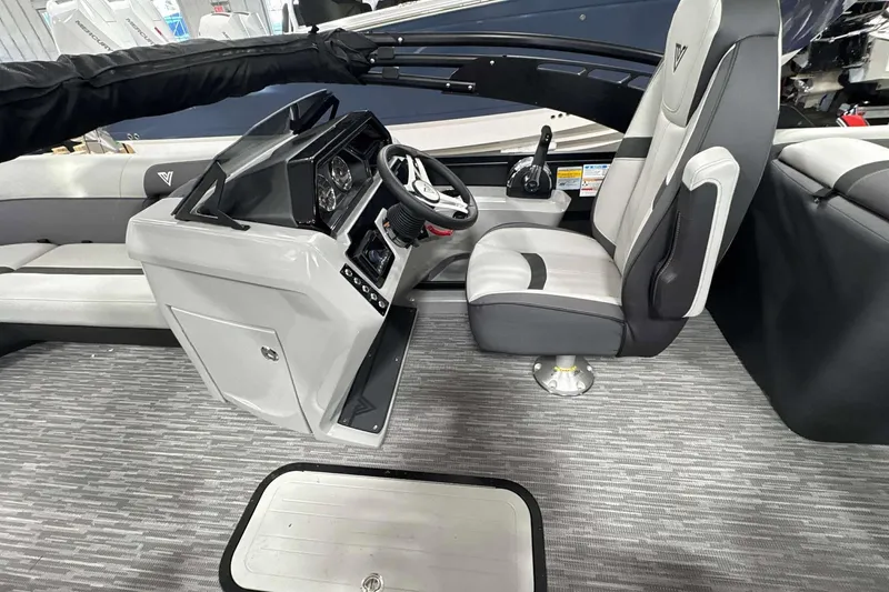 Slide: The Image of 2026 Viaggio x22u boat interior with modern helm and seating. - 10