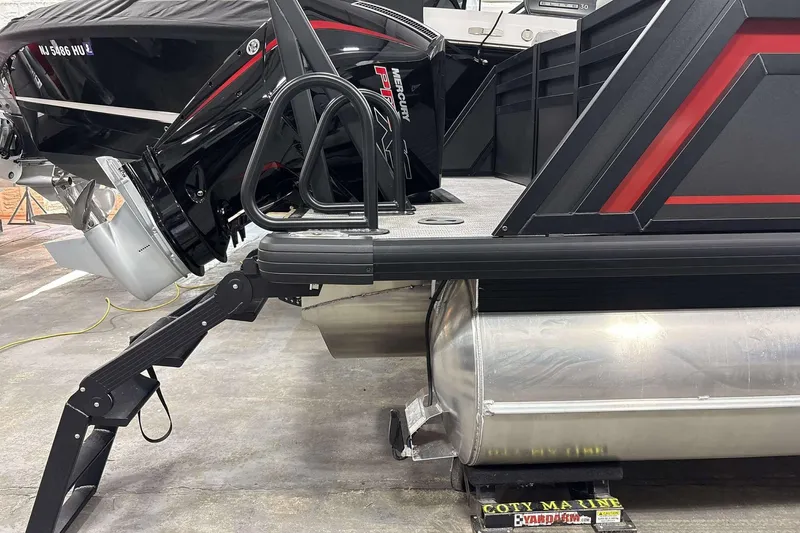 Slide: The Image of 2026 Viaggio x22u boat with outboard motor and sturdy boarding ladder. - 29