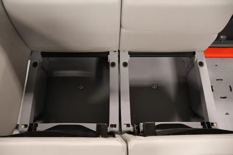 Slide: The Image of 2024 Sea-Doo Switch 19 storage compartments with open seats, showcasing interior space. - 12