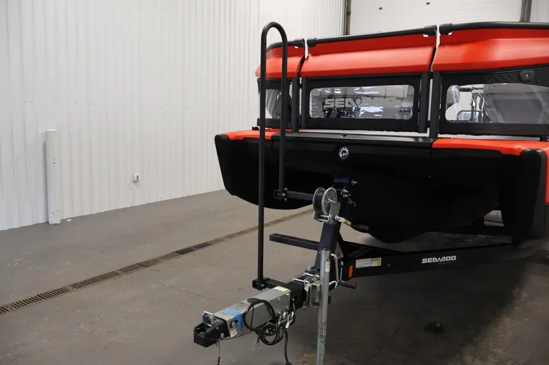 Slide: The Image of 2024 Sea-Doo Switch 19 deck with textured, modular flooring design. - 28