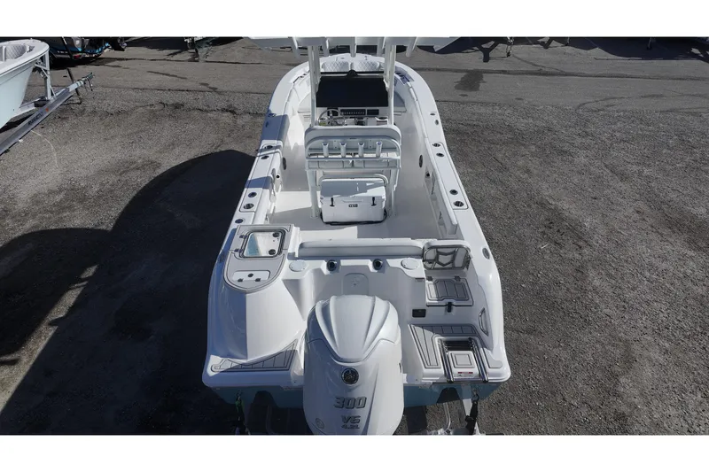 Slide: The Image of Sea Fox boat with spacious deck and seating, featuring a powerful 300 HP engine. - 15