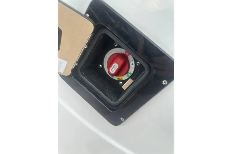 Slide: The Image of Battery switch on 2026 Action Craft 22 Bay boat, featuring control settings. - 33