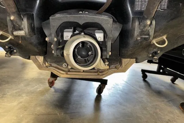 Slide: The Image of 2013 Yamaha WaveRunner VX Cruiser jet propulsion system close-up in a garage setting. - 15