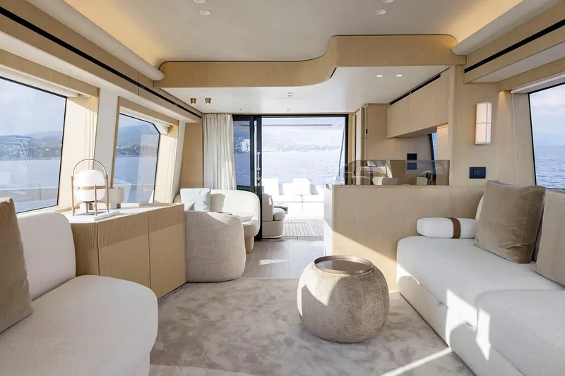 Slide: The Image of Manufacturer Provided Image: Luxurious interior of 2025 Azimut Fly 62 yacht with modern design and ocean view. - 10