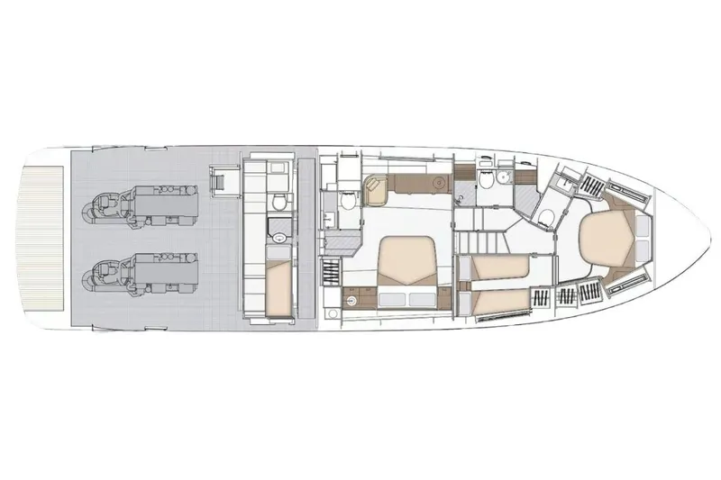 Slide: The Image of Manufacturer Provided Image: Floor plan of 2025 Azimut Fly 62 yacht, showcasing interior layout and engine placement. - 14