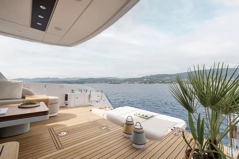 Slide: The Image of Manufacturer Provided Image: Luxurious Azimut Fly 62 yacht deck with ocean view, 2025 model. - 5