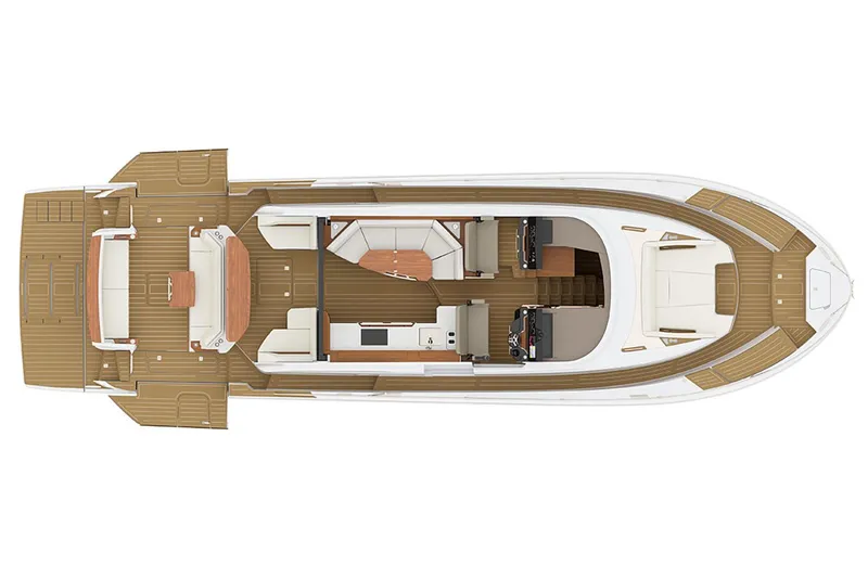 Slide: The Image of Manufacturer Provided Image: Top view of 2026 Tiara Yachts EX 60 layout, showcasing spacious deck and interior design. - 23