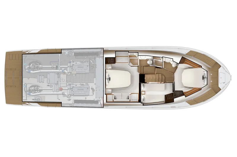 Slide: The Image of Manufacturer Provided Image: Top view layout of 2026 Tiara Yachts EX 60, showcasing interior and engine placement. - 29