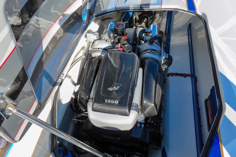 Slide: The Image of High-performance engine in a 2016 Skater 388 boat, showcasing advanced engineering. - 15