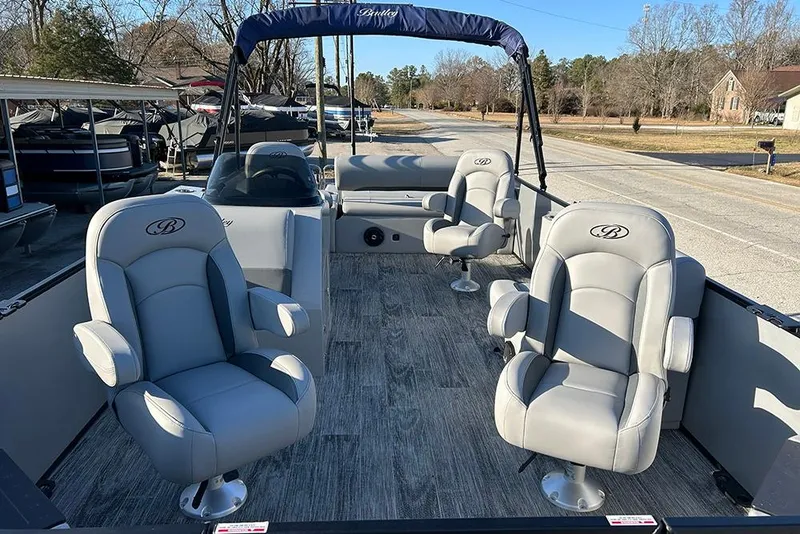 Slide: The Image of 2026 Bentley Pontoons Fish 243 Swingback with luxurious seating and modern design. - 16