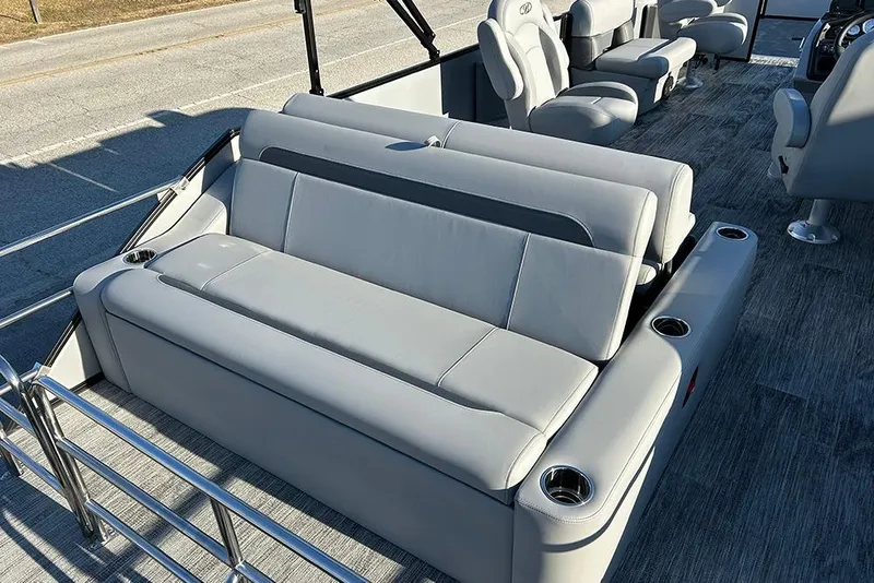 Slide: The Image of 2026 Bentley Pontoons Fish 243 Swingback with luxurious seating and modern design. - 32