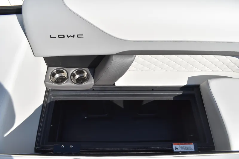 Slide: The Image of 2026 Lowe SF 232 Sport Fish boat seat with cup holders and storage compartment. - 18