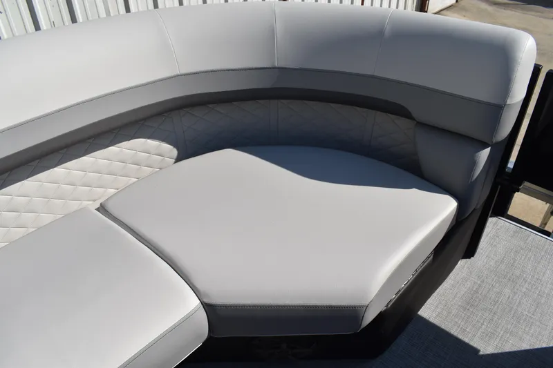 Slide: The Image of 2026 Lowe SF 232 Sport Fish boat with luxurious gray seating and quilted accents. - 19
