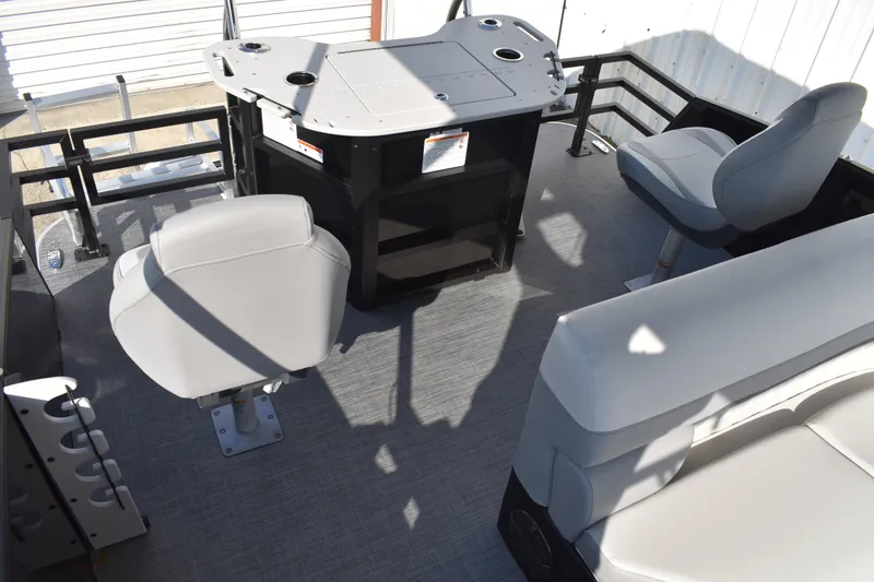 Slide: The Image of 2026 Lowe SF 232 Sport Fish boat interior with seating and fishing station. - 41