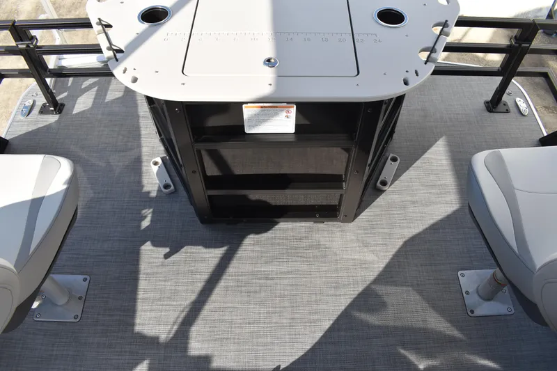 Slide: The Image of 2026 Lowe SF 232 Sport Fish boat interior with seating and fishing station. - 46