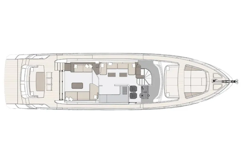 Slide: The Image of Manufacturer Provided Image: Top view layout of 2025 Azimut Fly 68 yacht, showcasing interior design and deck arrangement. - 19