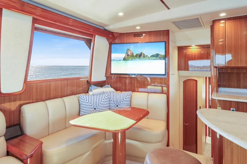 Slide: The Image of Luxurious interior of 2013 Viking 46 Convertible yacht with ocean view and modern amenities. - 23
