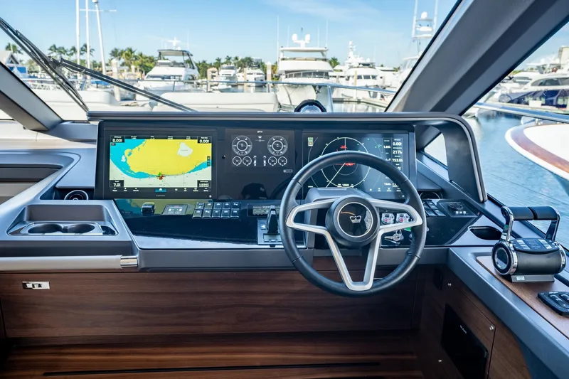 Slide: The Image of Luxurious interior of 2026 Princess F58 yacht with modern seating and elegant decor. - 25