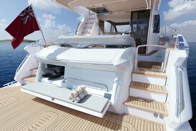 Slide: The Image of Luxurious 2026 Princess F58 yacht interior with modern seating and navigation area. - 3