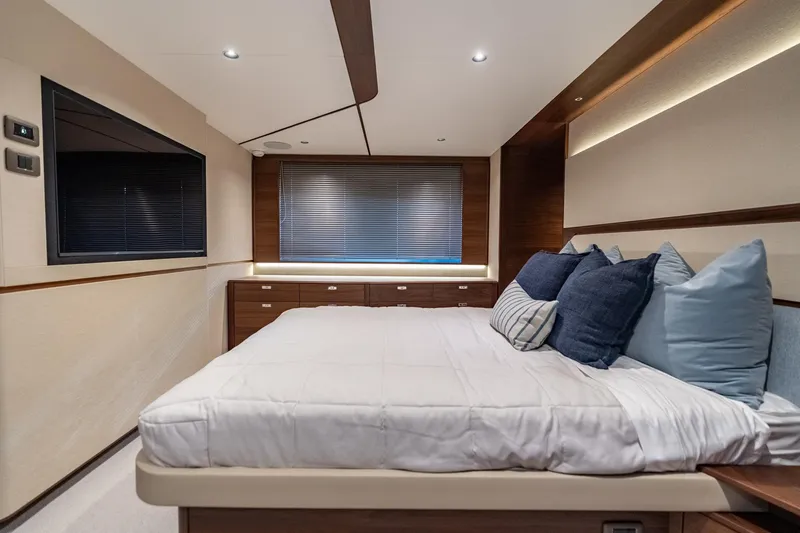 Slide: The Image of Luxurious bathroom interior of 2026 Princess F58 yacht with modern fixtures and wood accents. - 33