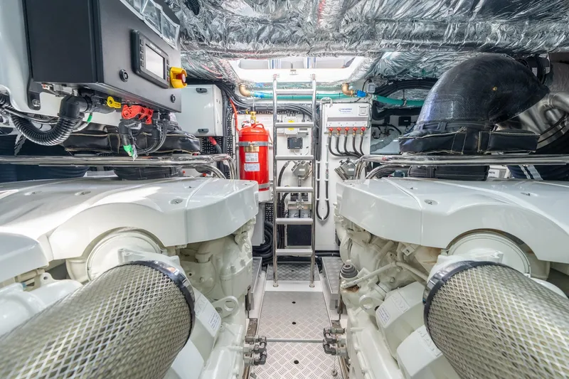 Slide: The Image of Interior of 2026 Princess F58 yacht with sleek wooden paneling. - 46