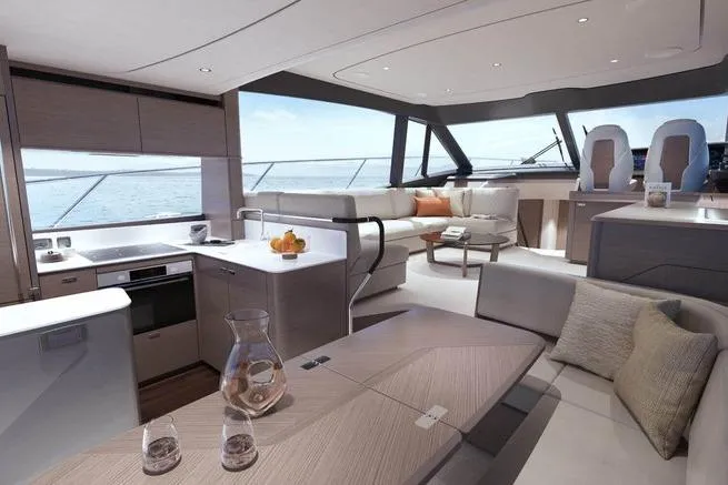 Slide: The Image of Luxurious 2026 Princess F58 yacht cockpit with modern controls and plush seating. - 5
