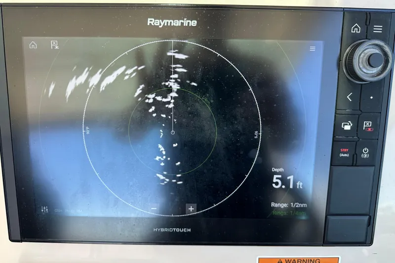 Slide: The Image of Raymarine display on 2018 Boston Whaler 320 Vantage showing 5.1 ft depth. - 28