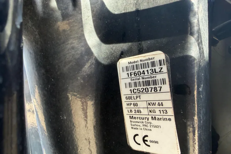 Slide: The Image of 2019 Mako Pro Skiff 15 CC trailer label, White River Marine Group, specifications visible. - 48