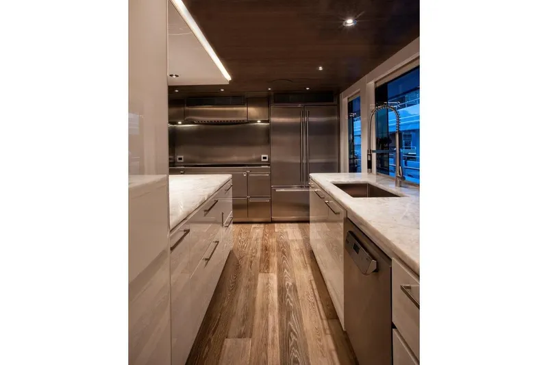 Slide: The Image of Luxurious bathroom interior of 2018 Westport Raised Pilothouse yacht, featuring modern design and amenities. - 17