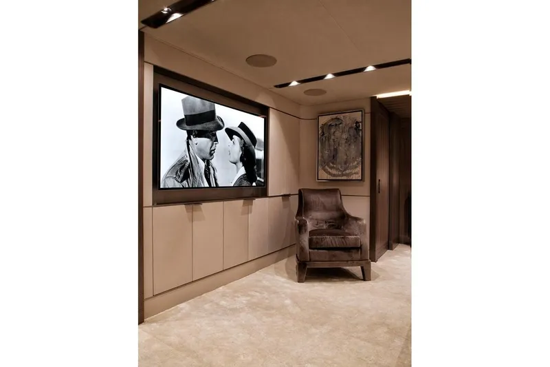 Slide: The Image of Luxurious bedroom interior of 2018 Westport Raised Pilothouse yacht with modern design elements. - 22