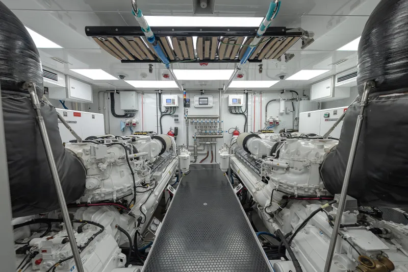 Slide: The Image of Laundry area in 2018 Westport Raised Pilothouse yacht with stainless steel appliances. - 54