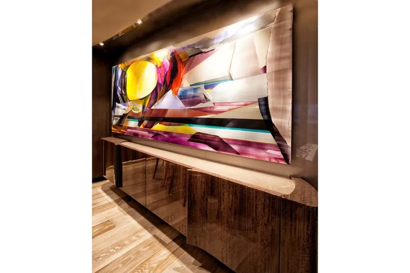 Slide: The Image of Luxurious kitchen interior on 2018 Westport Raised Pilothouse yacht with modern appliances and waterfront view. - 9