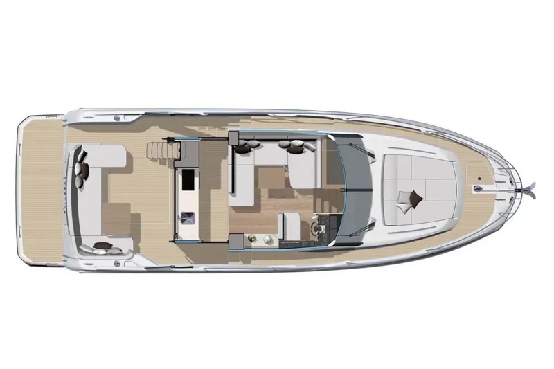 Slide: The Image of Manufacturer Provided Image: Top view of 2026 Prestige F4.3 yacht layout, showcasing spacious deck and seating areas. - 12