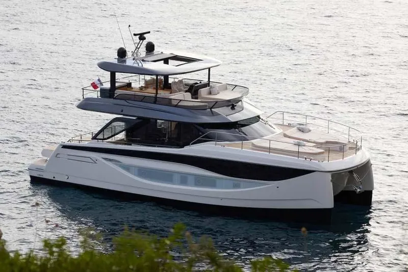 The Image of Manufacturer Provided Image: Luxurious 2026 Prestige M7 yacht cruising on serene waters, showcasing sleek design and elegance. - 0