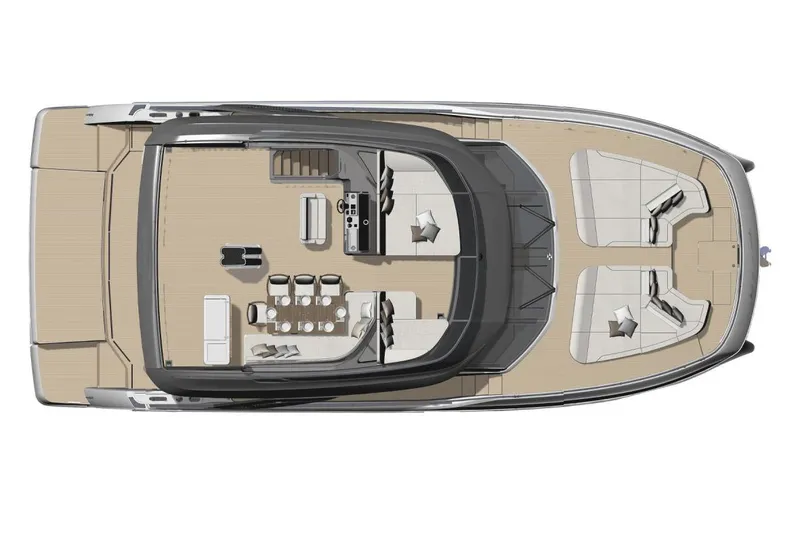 Slide: The Image of Manufacturer Provided Image: Top view of 2026 Prestige M7 yacht layout, featuring spacious deck and seating areas. - 8