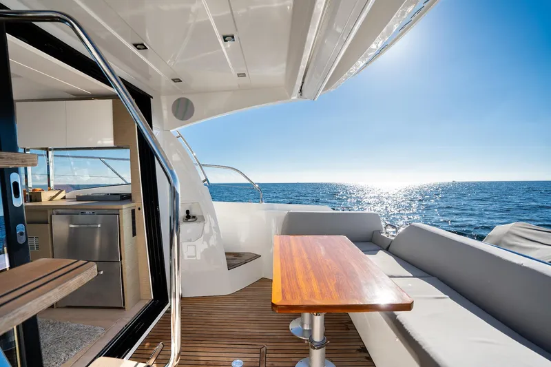 Slide: The Image of Luxury Prestige 420 yacht interior with ocean view, 2020 model. - 12