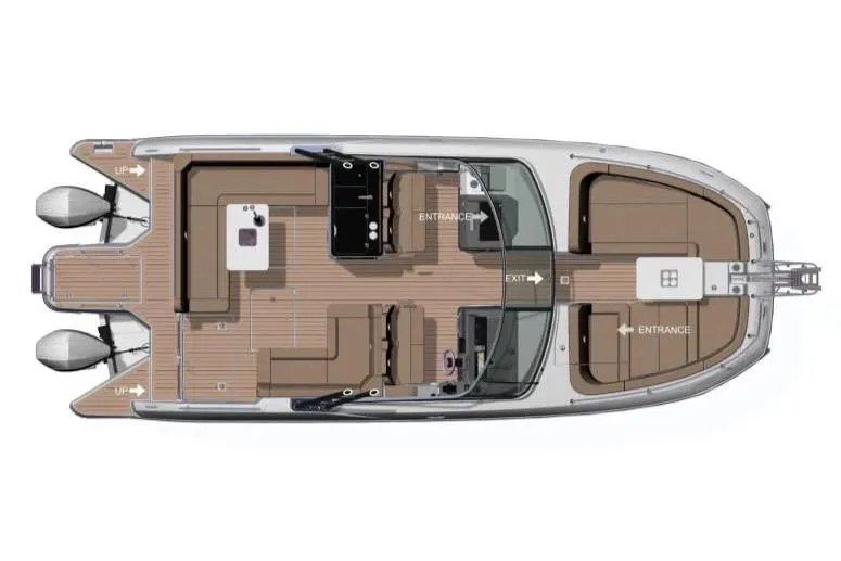 Slide: The Image of Manufacturer Provided Image: Top view of 2026 Four Winns TH33 boat layout with seating and entrances. - 5