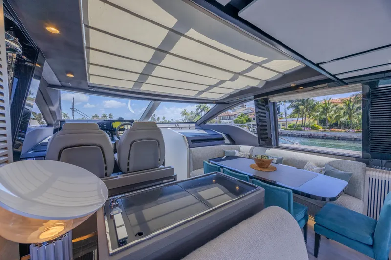 Slide: The Image of Luxurious interior of 2023 Azimut S8 yacht with modern seating and panoramic views. - 36