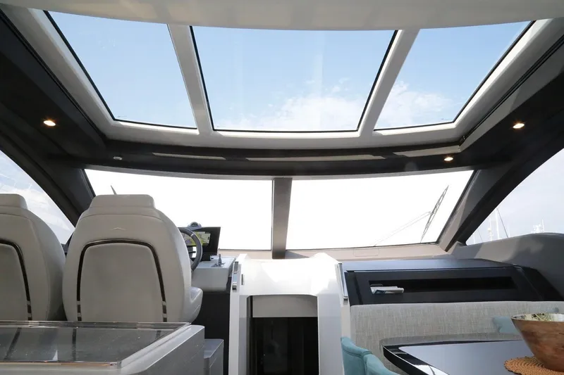 Slide: The Image of Interior view of 2023 Azimut S8 yacht with panoramic windows and modern design. - 41