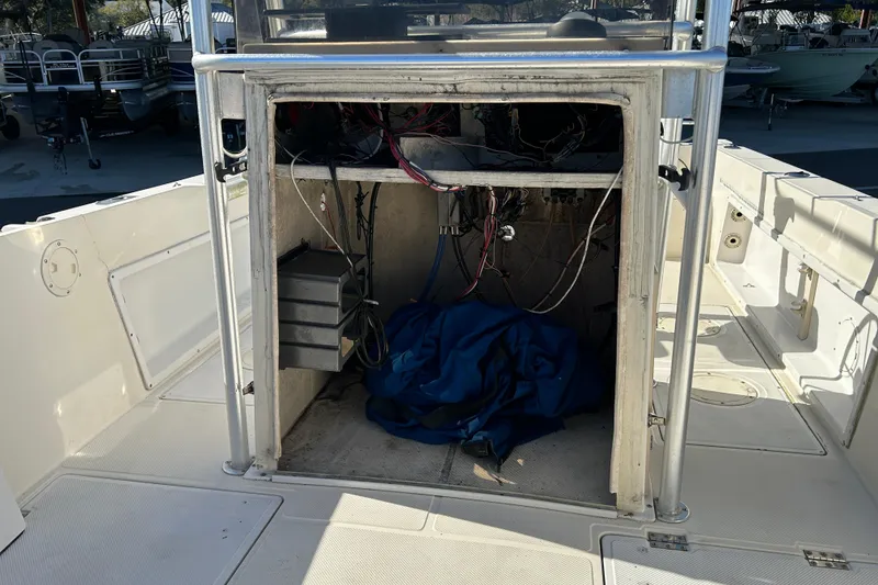 Slide: The Image of Interior view of a 1995 Sea Cat 255 center console boat. - 16