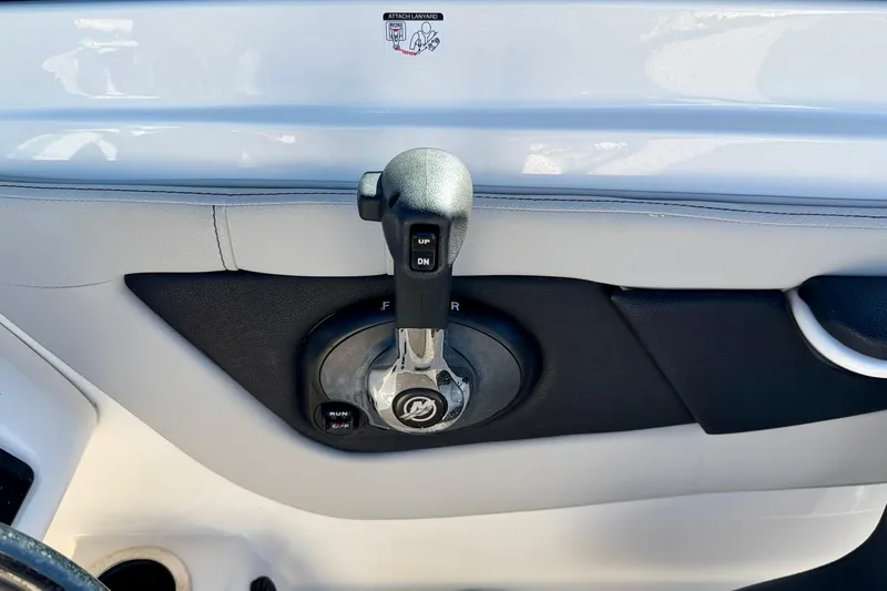 Slide: The Image of 2023 Sea Ray SPX 210 Outboard throttle control, featuring sleek design and functionality. - 19