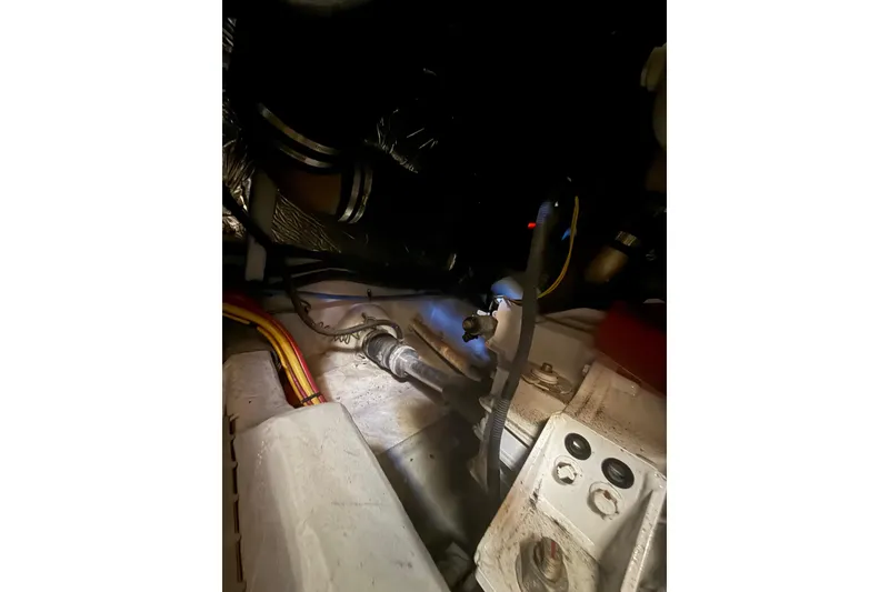 Slide: The Image of Engine compartment of a 2007 Meridian 459 Motoryacht, showing wiring and components. - 46