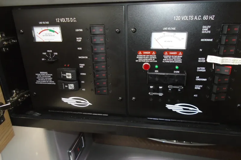 Slide: The Image of Wooden cabinet interior on 2013 Chaparral 327 SSX boat. - 22