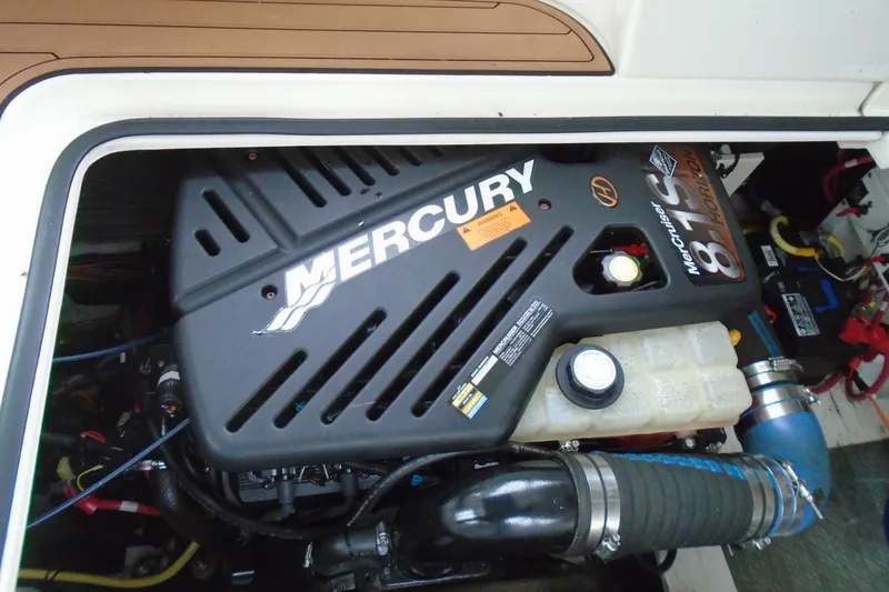 Slide: The Image of Engine compartment of 2003 Cruisers Yachts 3470 Express with Mercury 8.1S Horizon engine. - 44