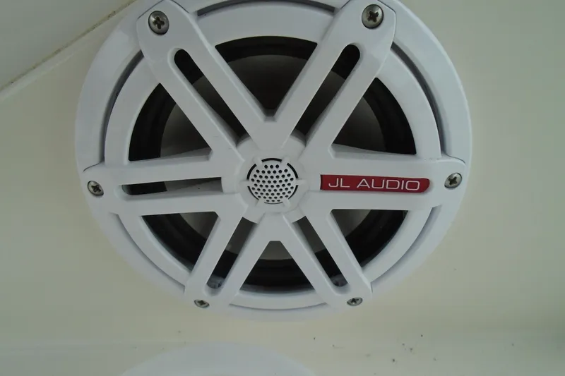 Slide: The Image of White JL Audio speaker on 2003 Cruisers Yachts 3470 Express. - 47