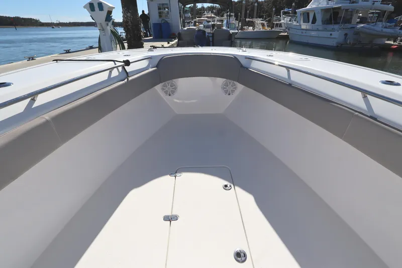 Slide: The Image of 2021 Cape Horn 31 T boat interior with spacious seating and storage. - 14