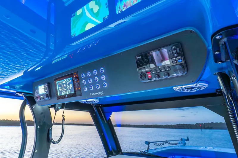 Slide: The Image of Interior of 2025 Freeman 43 boat with advanced navigation and communication systems. - 37