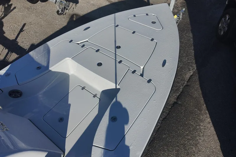 Slide: The Image of 2026 Blazer 675 Ultimate Bay boat deck with storage compartments. - 8